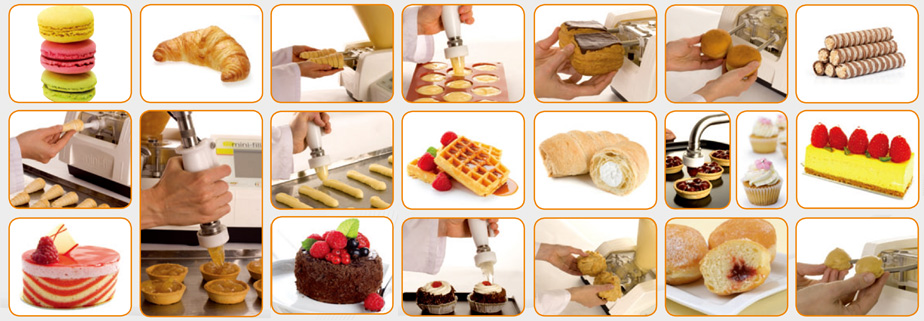 甜甜圈-巧貝/馬芬/鬆餅/杯子蛋糕/果醬/水果餡料/蛋塔/餡餅/塔類/海綿蛋糕/慕絲/冰淇淋/水果派/蛋糕/內餡填充/馬鈴薯泥/湯/醬料/餡醬/沙拉/肉醬填充機